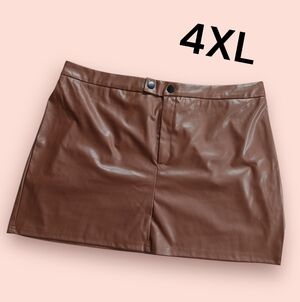 Shein | Size 4X Brown Faux Leather Skirt 2